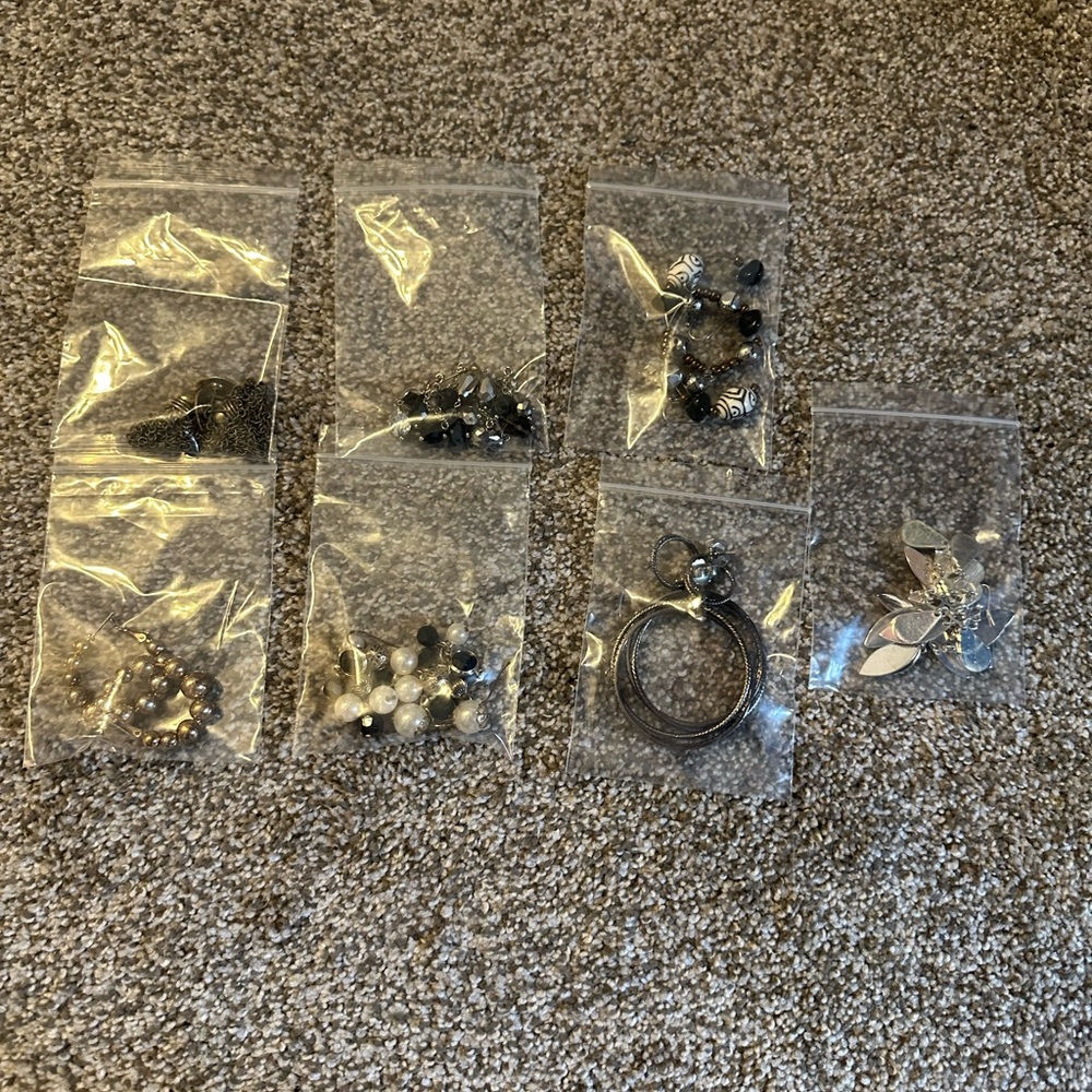 Mixed Silver and Black Fashion Earrings & Charms (bundle of 7)